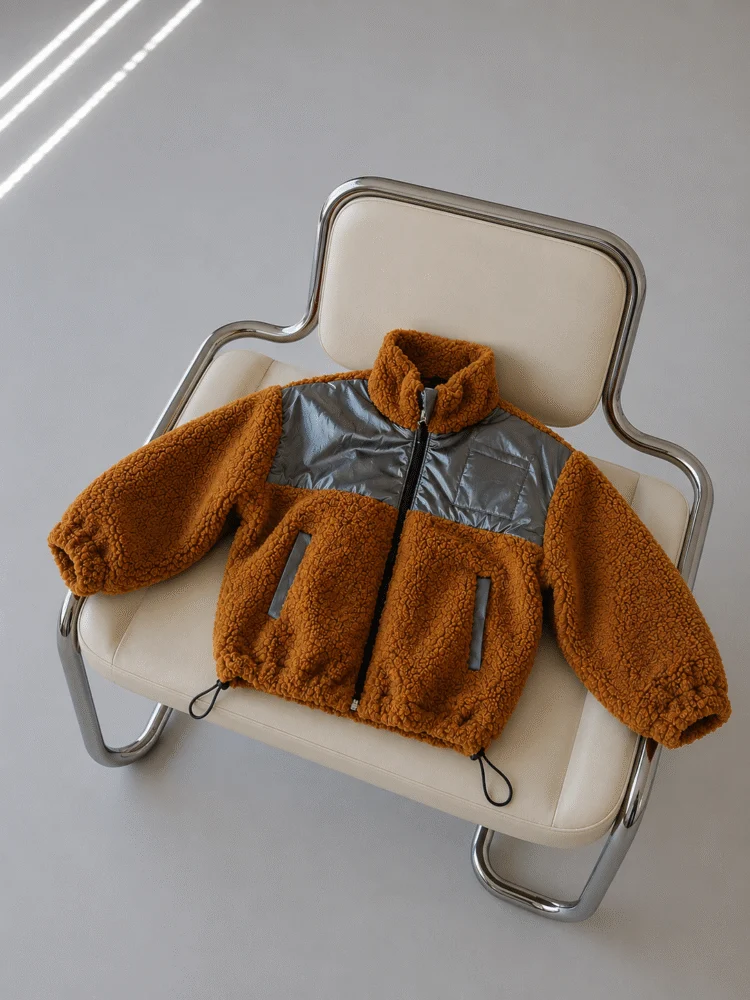 Vaikiška teddy striukė – garstyčių spalvos – papildomas produkto vaizdas 2 – SANDRÉ