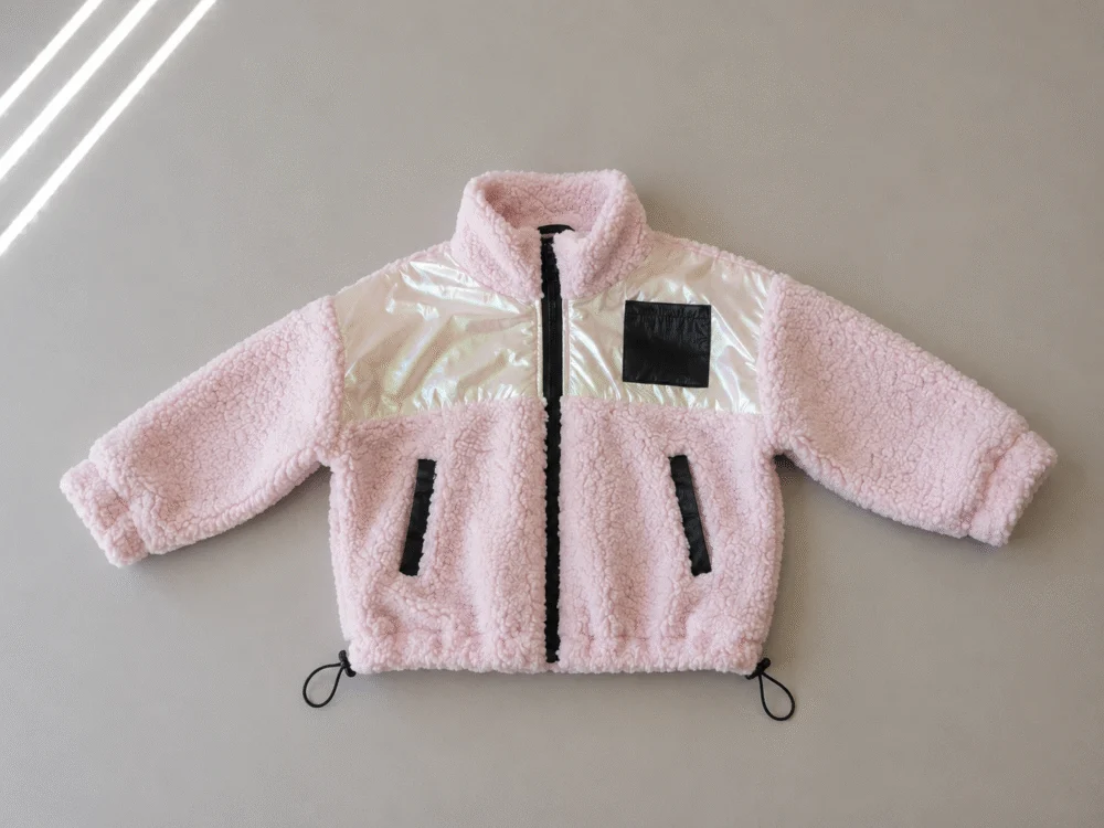 Vaikiška teddy striukė – rožinė – papildomas produkto vaizdas 5 – SANDRÉ